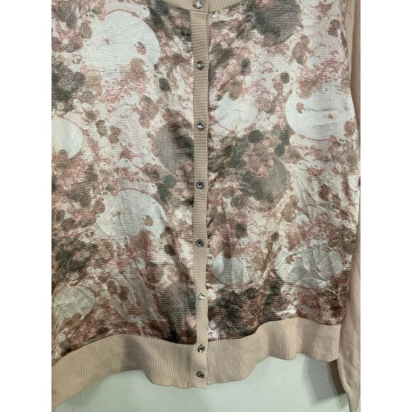 NWT New York & Company Sz XL Pink Floral Cardigan Sweater Jewel Buttons Coquette - Picture 4 of 7